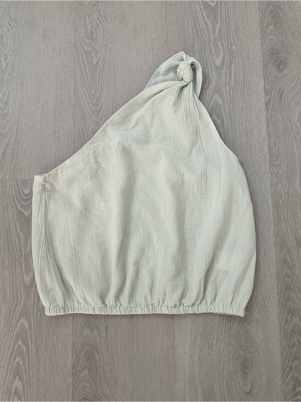Express One-Shoulder Gauze Crop Top